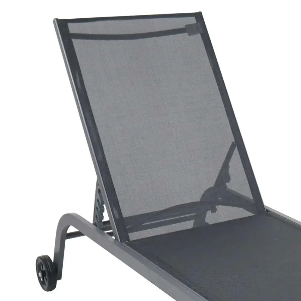 Wohnen Balkonmöbel|Gartenliegen*Gartenliege mit Rollen in Schwarz - Asprecca