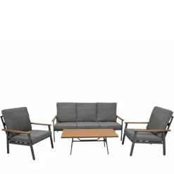 Wohnen Graue Möbel|Balkonmöbel*Gartenlounge Kombination modern - Tangora (vierteilig)