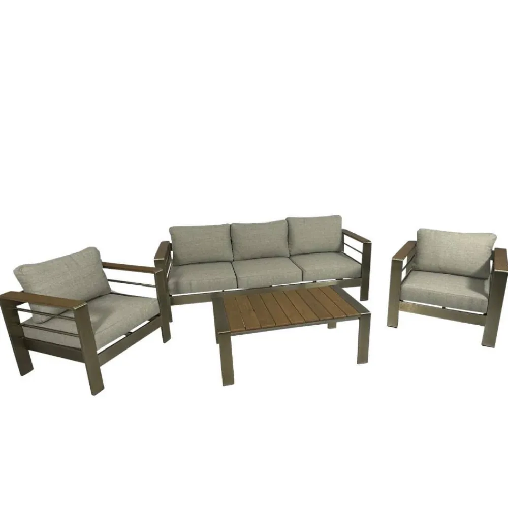 Wohnen Metall-Gartenmöbel|Sitzgruppe*Gartenlounge Kombination aus Aluminium - Sirenna (vierteilig)