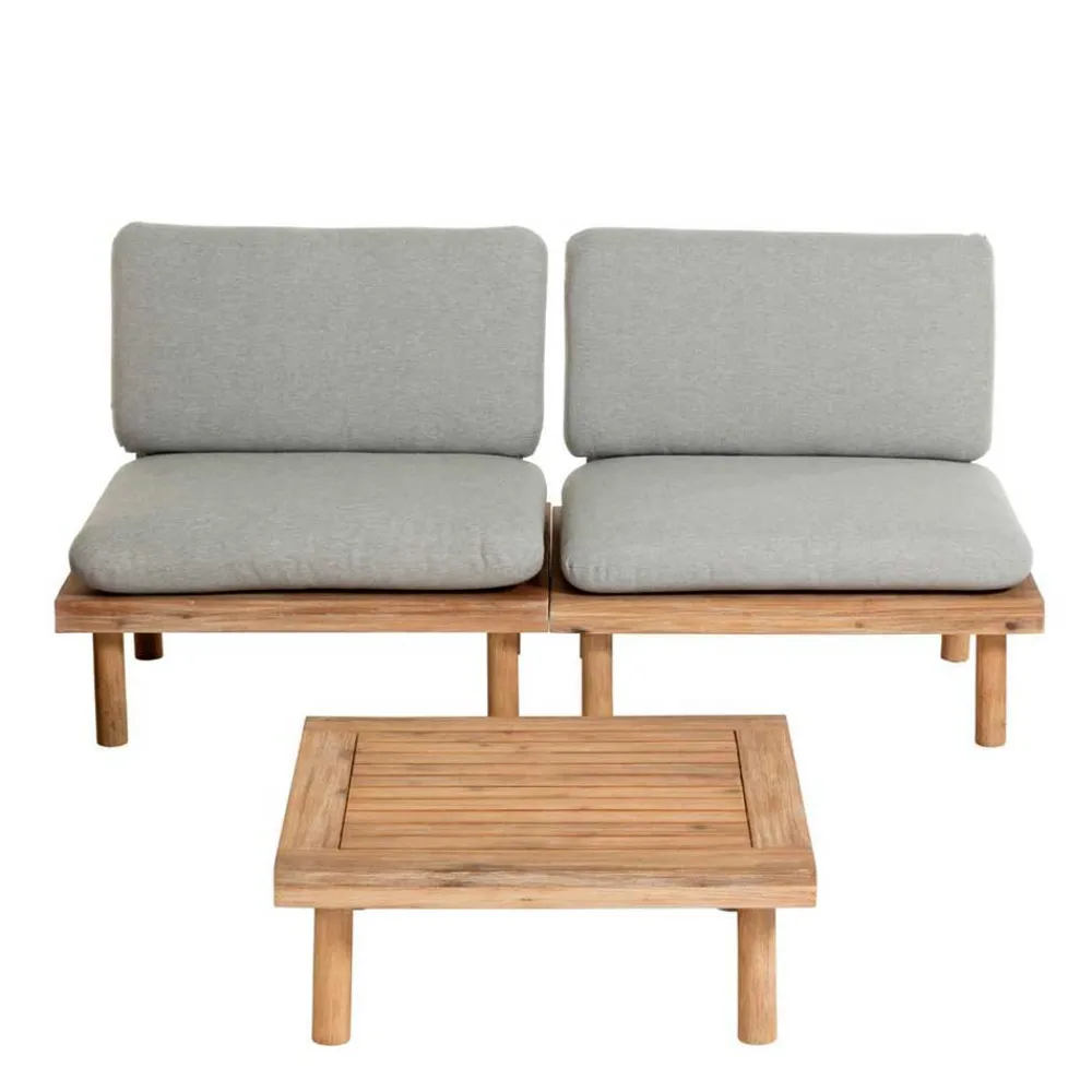 Wohnen Gartenmöbel Kombi aus Akazie - Lacruna (dreiteilig)