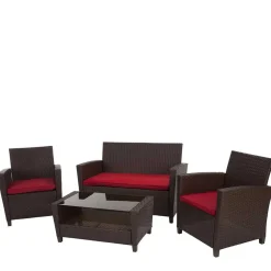 Wohnen Gartenmöbel Set in Dunkelbraun - Tioroda (vierteilig)