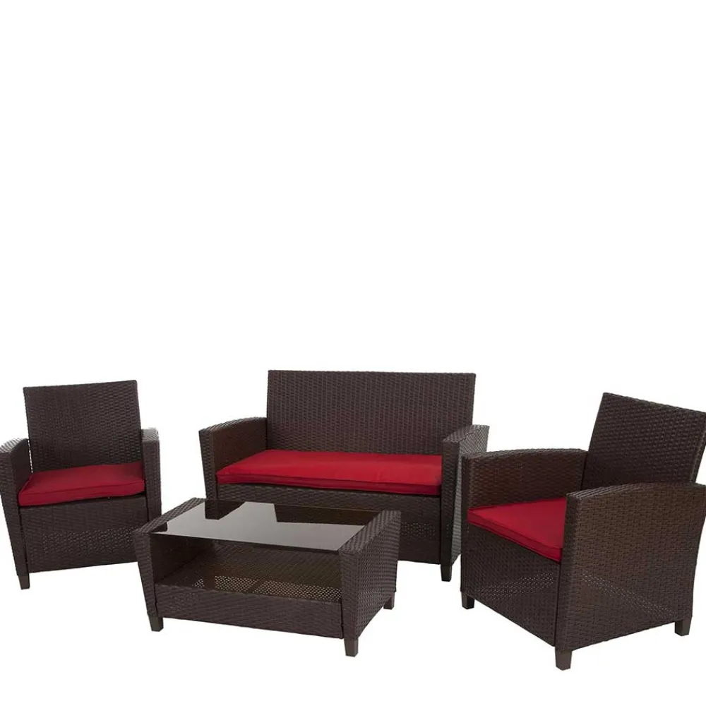 Wohnen Gartenmöbel Set in Dunkelbraun - Tioroda (vierteilig)