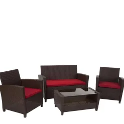 Wohnen Gartenmöbel Set in Dunkelbraun - Tioroda (vierteilig)