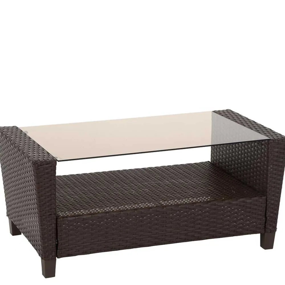 Wohnen Gartenmöbel Set in Dunkelbraun - Tioroda (vierteilig)