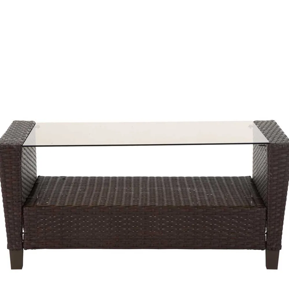 Wohnen Gartenmöbel Set in Dunkelbraun - Tioroda (vierteilig)