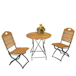 Wohnen Sitzgruppe|Balkonmöbel*Gartensitzgruppe Coundyro aus Robinie Massivholz Stahl (dreiteilig)