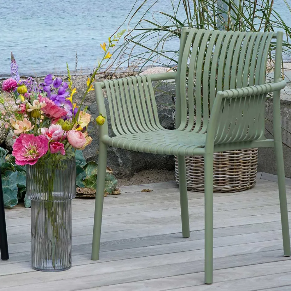 Wohnen Gartenstühle aus Polypropylen in Graugrün - Ahin (4er Set)