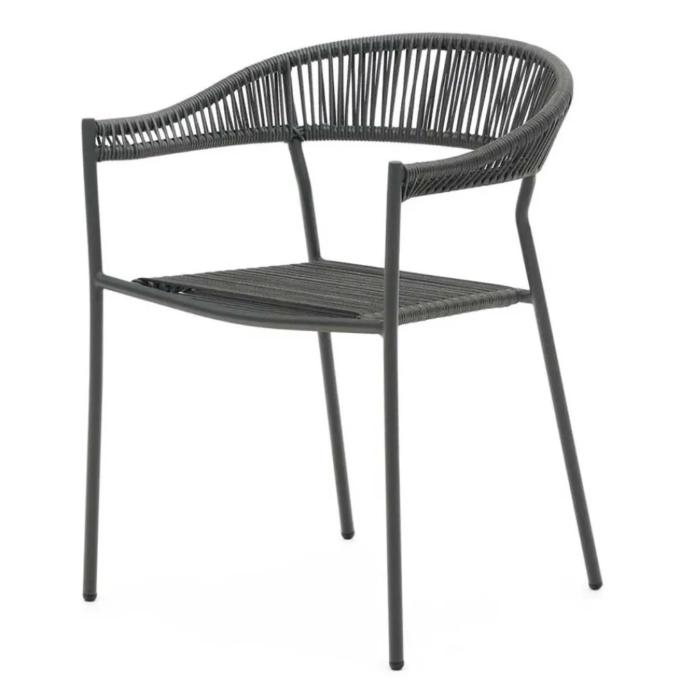 Wohnen Rattanmöbel*Gartenstuhl aus Geflecht und Stahl - Lavinaia (4er Set)