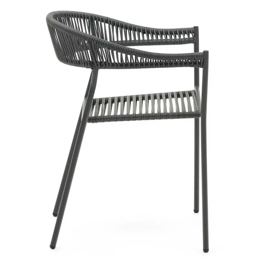 Wohnen Rattanmöbel*Gartenstuhl aus Geflecht und Stahl - Lavinaia (4er Set)