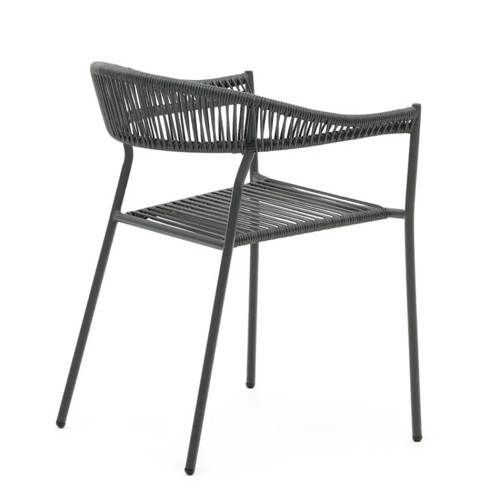 Wohnen Rattanmöbel*Gartenstuhl aus Geflecht und Stahl - Lavinaia (4er Set)