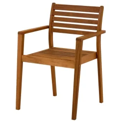 Wohnen Korbmöbel|Gartenstühle*Gartenstuhl mit Armlehnen aus Holz - Tefano (2er Set)