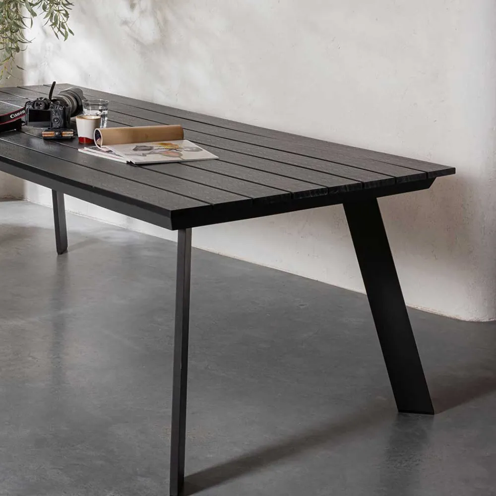 Wohnen Metall-Gartenmöbel*Gartentisch aus Kunststoff in Holzoptik - Lourette