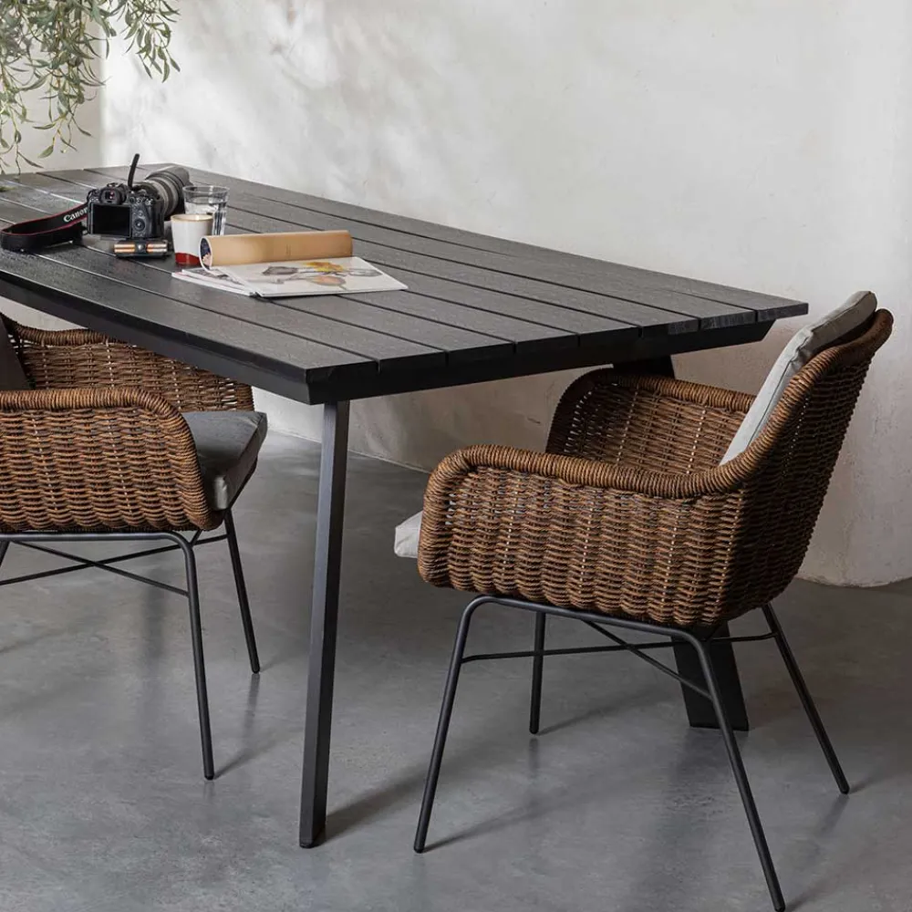 Wohnen Metall-Gartenmöbel*Gartentisch aus Kunststoff in Holzoptik - Lourette