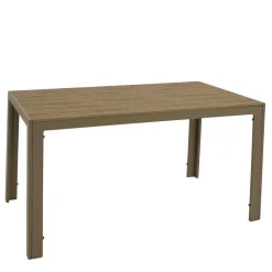 Wohnen Metall-Gartenmöbel|Gartentische*Gartentisch aus Kunststoff Holzoptik Braun - Ruberta