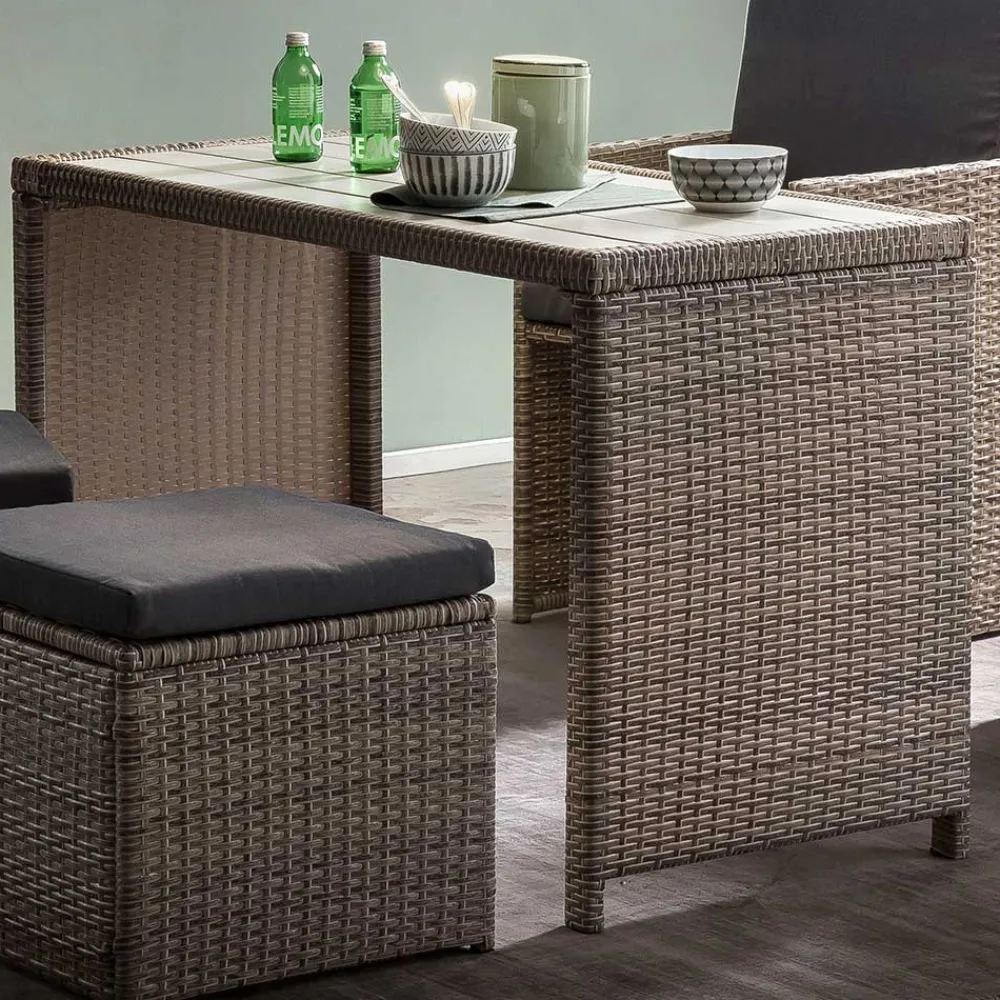 Wohnen Rattanmöbel|Balkonmöbel*Gartentisch Gruppe aus Polyrattan - Hongkong (fünfteilig)