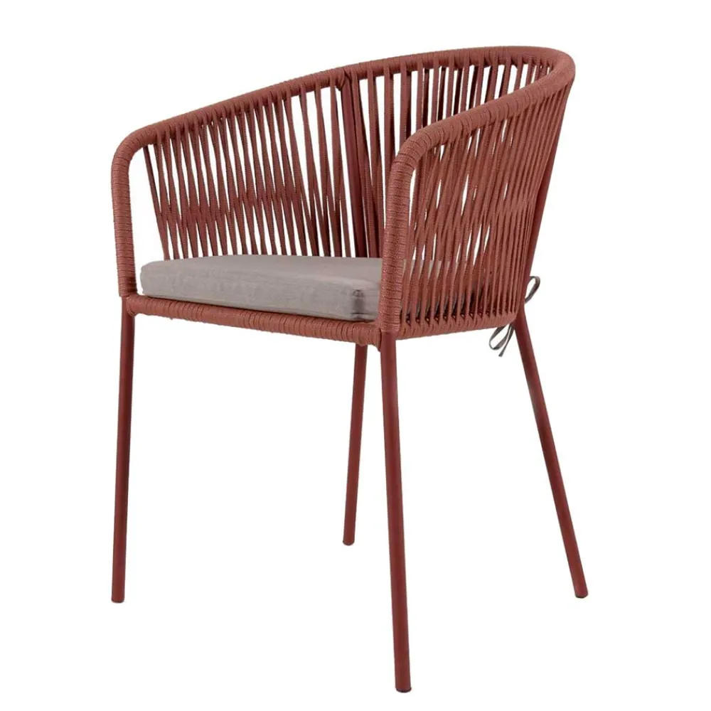 Wohnen Geflecht Armlehnenstühle in Rotbraun - Udolpho (4er Set)