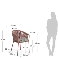 Wohnen Geflecht Armlehnenstühle in Rotbraun - Udolpho (4er Set)