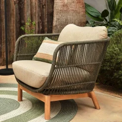 Wohnen Sessel|Rattanmöbel*Geflecht Loungesessel in Dunkelgrün - Casimiro (2er Set)