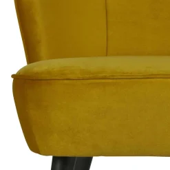 Wohnen Gelbes Samt Sofa Mid Century Ramia mit Holzbeinen in Schwarz