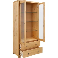 Wohnen Esszimmer-Vitrinen*Geölte Holz Vitrine in Kiefer Natur - Vinidad