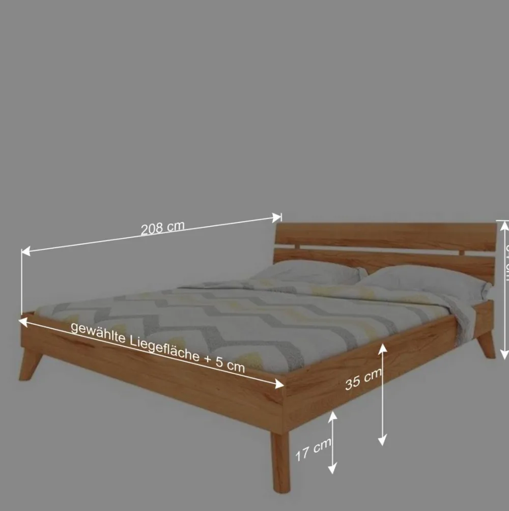 Wohnen Geöltes Massivholzbett in 8 Größen - Junola
