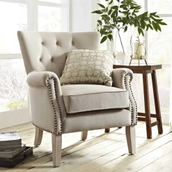 Wohnen Sessel|Chesterfield Möbel*Gemütlicher Polstersessel in Beige - Halolas