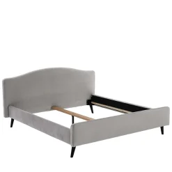 Wohnen Betten|Betten*Gemütliches Velours Bett in Hellgrau - Colinax