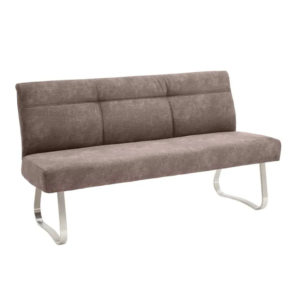 Wohnen Gepolsterte Bank in Beige Microfaser - Anguro