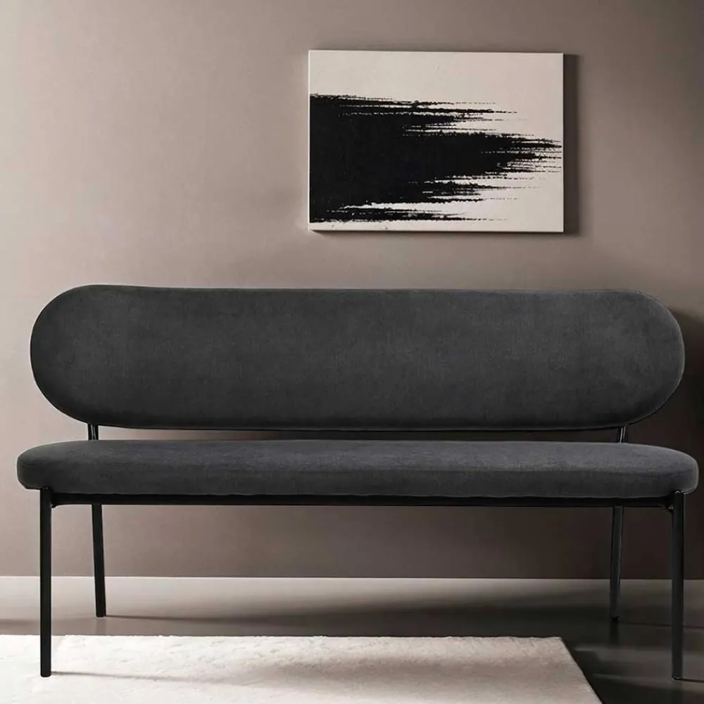 Wohnen Gepolsterte Esstischbank in Dunkelgrau - Julisk