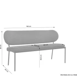 Wohnen Gepolsterte Esstischbank in Dunkelgrau - Julisk