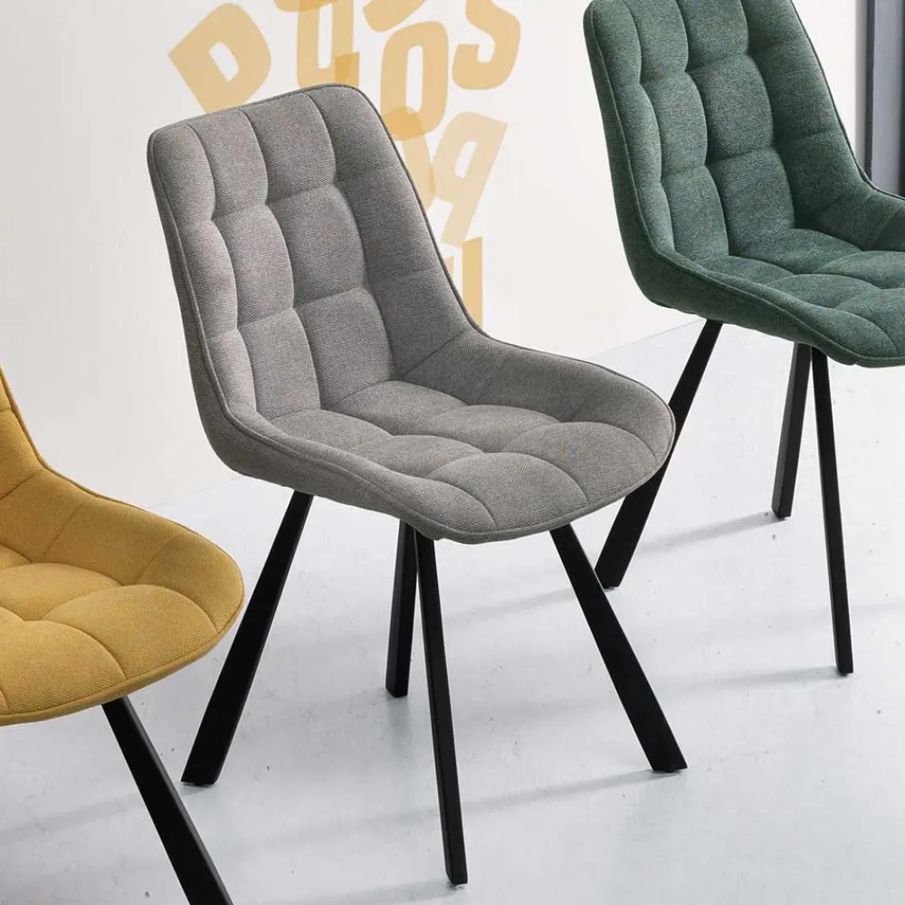 Wohnen Gepolsterte Esszimmerstühle in Hellgrau - Infinando (4er Set)