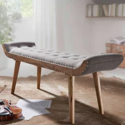 Wohnen Sitzbank|Küchenbänke*Gepolsterte Sitzbank in Grau Stoffbezug - Dattilon