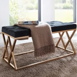 Wohnen Gepolsterte Sitzbank in Schwarz Samt - Didesco