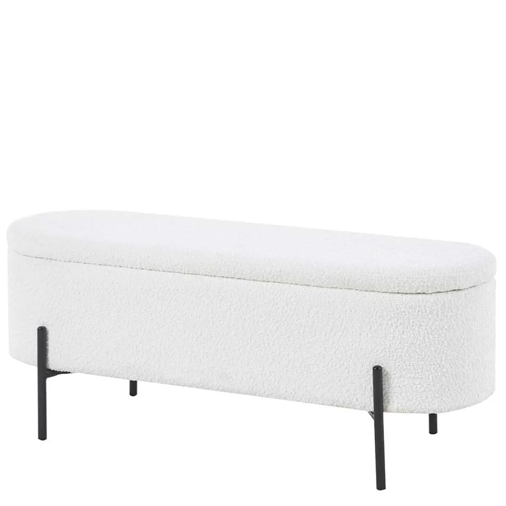 Wohnen Küchenbänke|Esszimmerbänke*Gepolsterte Sitzbank in Weiß Boucle - Miram