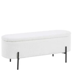 Wohnen Küchenbänke|Esszimmerbänke*Gepolsterte Sitzbank in Weiß Boucle - Miram