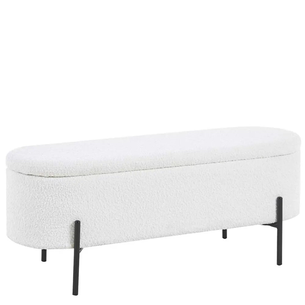 Wohnen Küchenbänke|Esszimmerbänke*Gepolsterte Sitzbank in Weiß Boucle - Miram