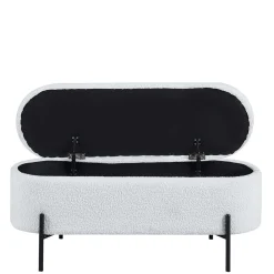 Wohnen Küchenbänke|Esszimmerbänke*Gepolsterte Sitzbank in Weiß Boucle - Miram