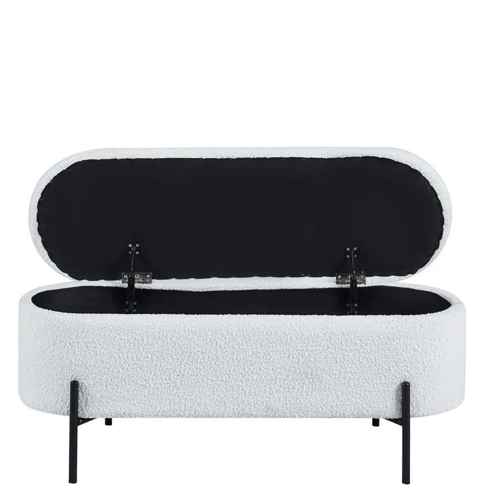 Wohnen Küchenbänke|Esszimmerbänke*Gepolsterte Sitzbank in Weiß Boucle - Miram