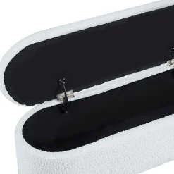 Wohnen Küchenbänke|Esszimmerbänke*Gepolsterte Sitzbank in Weiß Boucle - Miram