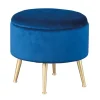 Wohnen Retro Möbel|Hocker*Gepolsterter Hocker in Blau & Gold - Chasmarin