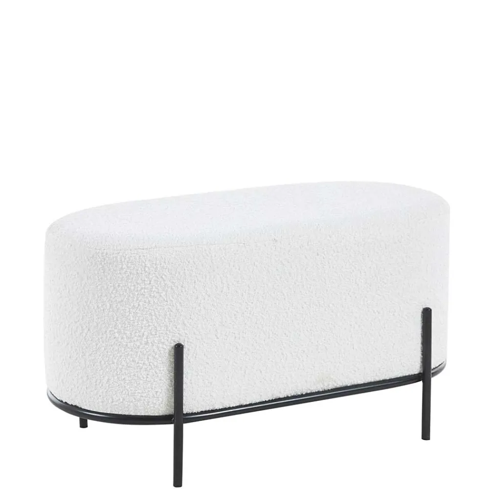 Wohnen Gepolsterter Hocker in Oval mit Boucle Bezug - Cady