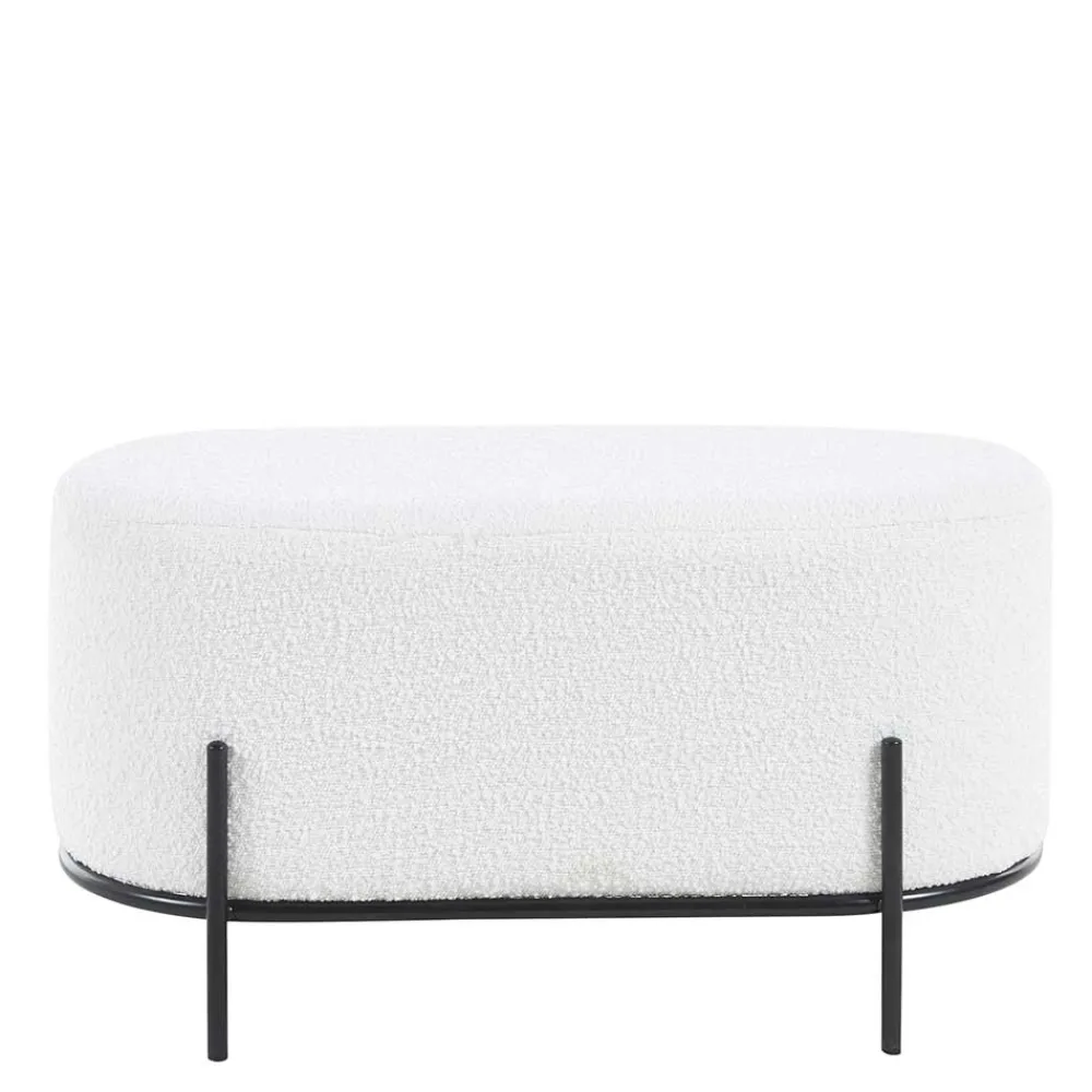 Wohnen Gepolsterter Hocker in Oval mit Boucle Bezug - Cady