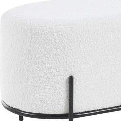 Wohnen Gepolsterter Hocker in Oval mit Boucle Bezug - Cady