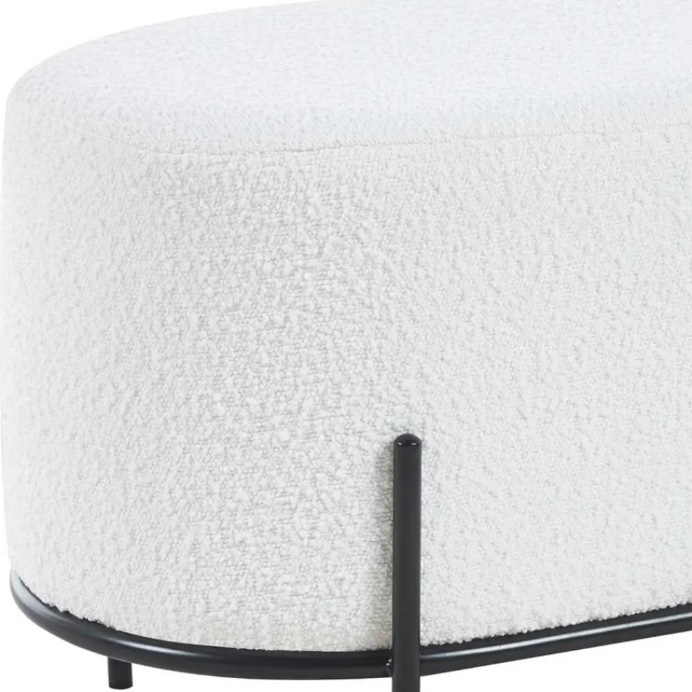 Wohnen Gepolsterter Hocker in Oval mit Boucle Bezug - Cady