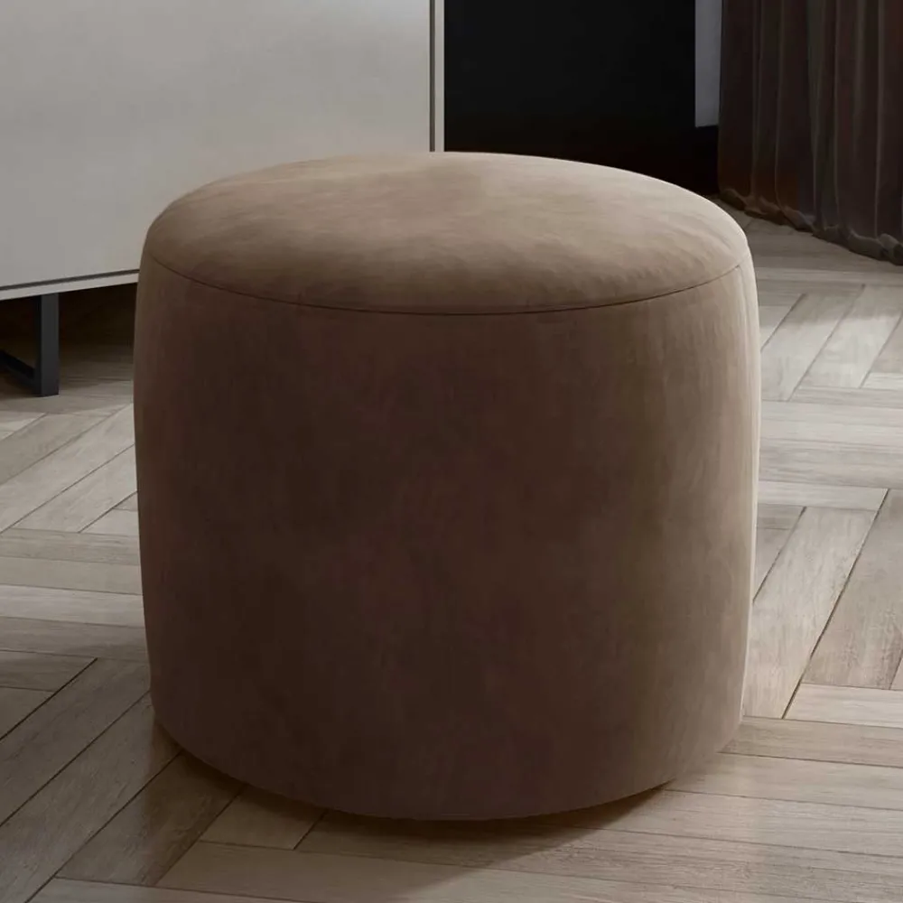 Wohnen Gepolsterter Sitzhocker in Hellbraun Samt - Cambita