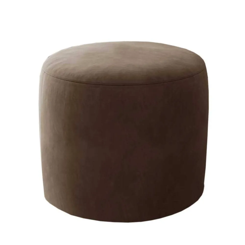 Wohnen Gepolsterter Sitzhocker in Hellbraun Samt - Cambita