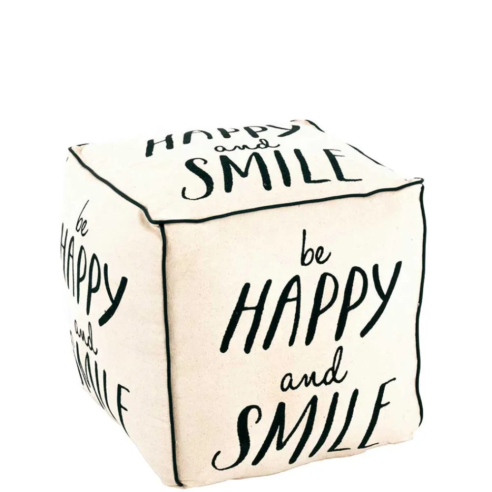 Wohnen Gepolsterter Sitzwürfel mit Spruch - Coralli