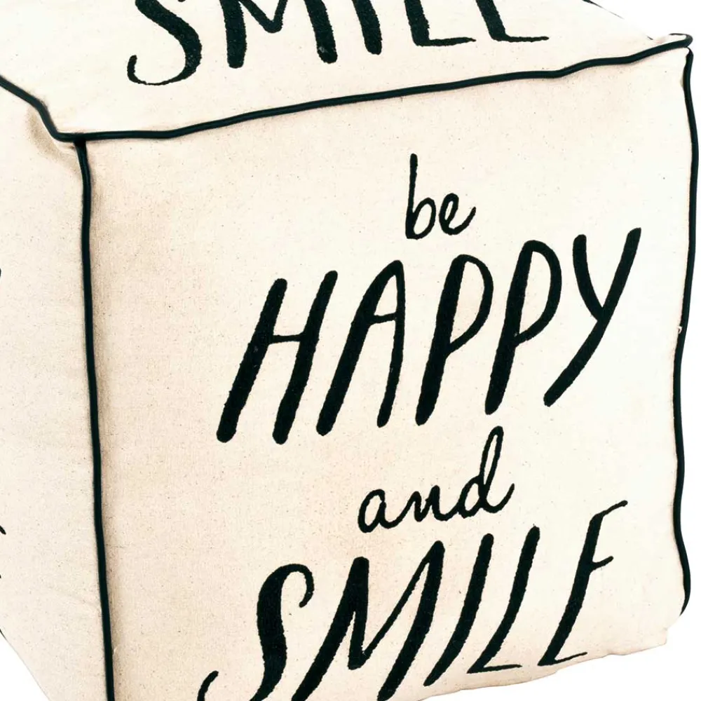 Wohnen Gepolsterter Sitzwürfel mit Spruch - Coralli