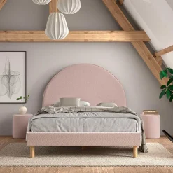 Wohnen Gepolstertes Bett mit Boucle Bezug in Rosa - Skylab