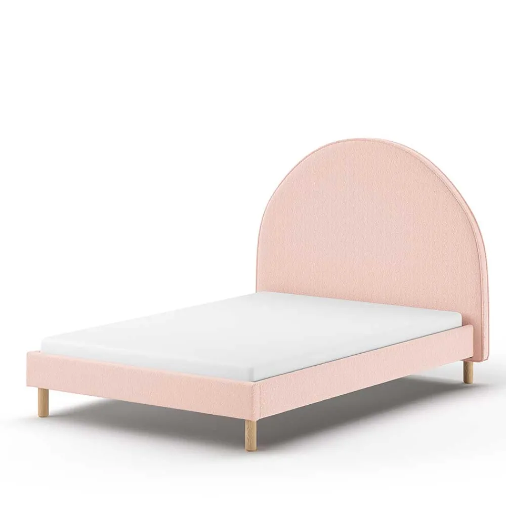 Wohnen Gepolstertes Bett mit Boucle Bezug in Rosa - Skylab